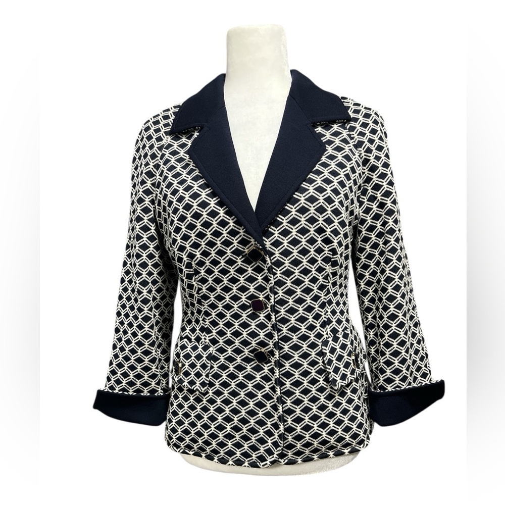 LUISA SPAGNOLI Knitted Wool Blend Pattern Blazer